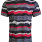 Camiseta texturizada listrada ondulada masculina American Rag, preta, tamanho médio