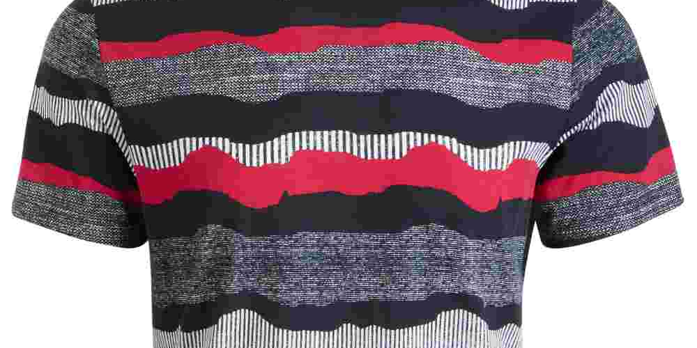 Camiseta texturizada listrada ondulada masculina American Rag, preta, tamanho médio