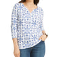 Blusa feminina Karen Scott com estampa de azulejos, azul, tamanho pequeno