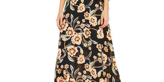 Vestido feminino com saia estampada e amarração lateral, preto, tamanho 14, da INC International Concepts