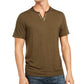 Camiseta listrada masculina com gola dividida da INC International Concepts, verde, tamanho pequeno