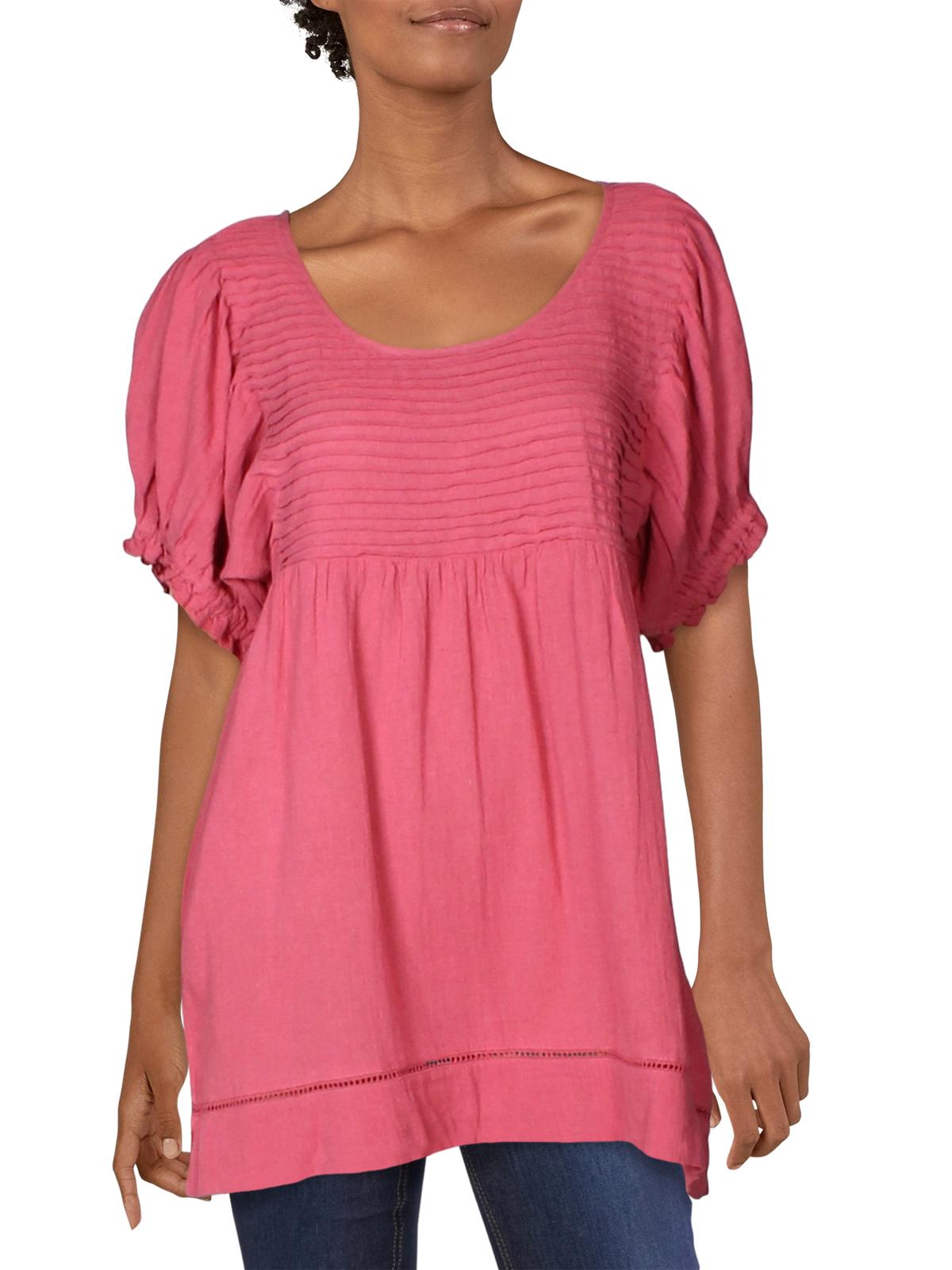 Túnica Boho Elsie Pintuck Feminina Free People Rosa Tamanho Grande