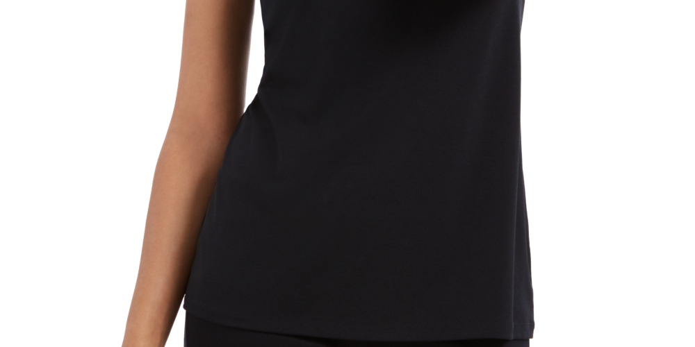 Camiseta regata feminina de crepe Charter Club, preta, tamanho extragrande