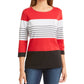 Karen Scott Sport Top Feminino Colorblocked com Botões nos Ombros Vermelho Tamanho X-S