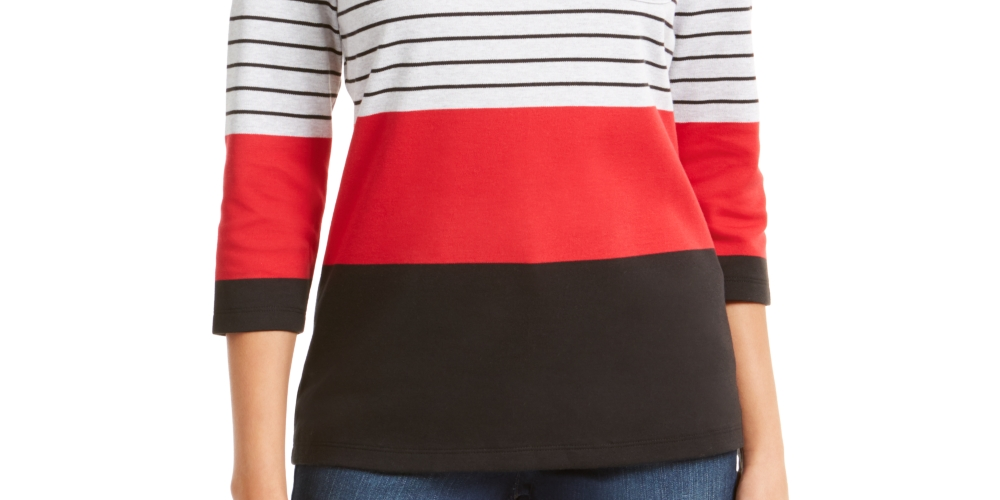 Karen Scott Sport Top Feminino Colorblocked com Botões nos Ombros Vermelho Tamanho X-S