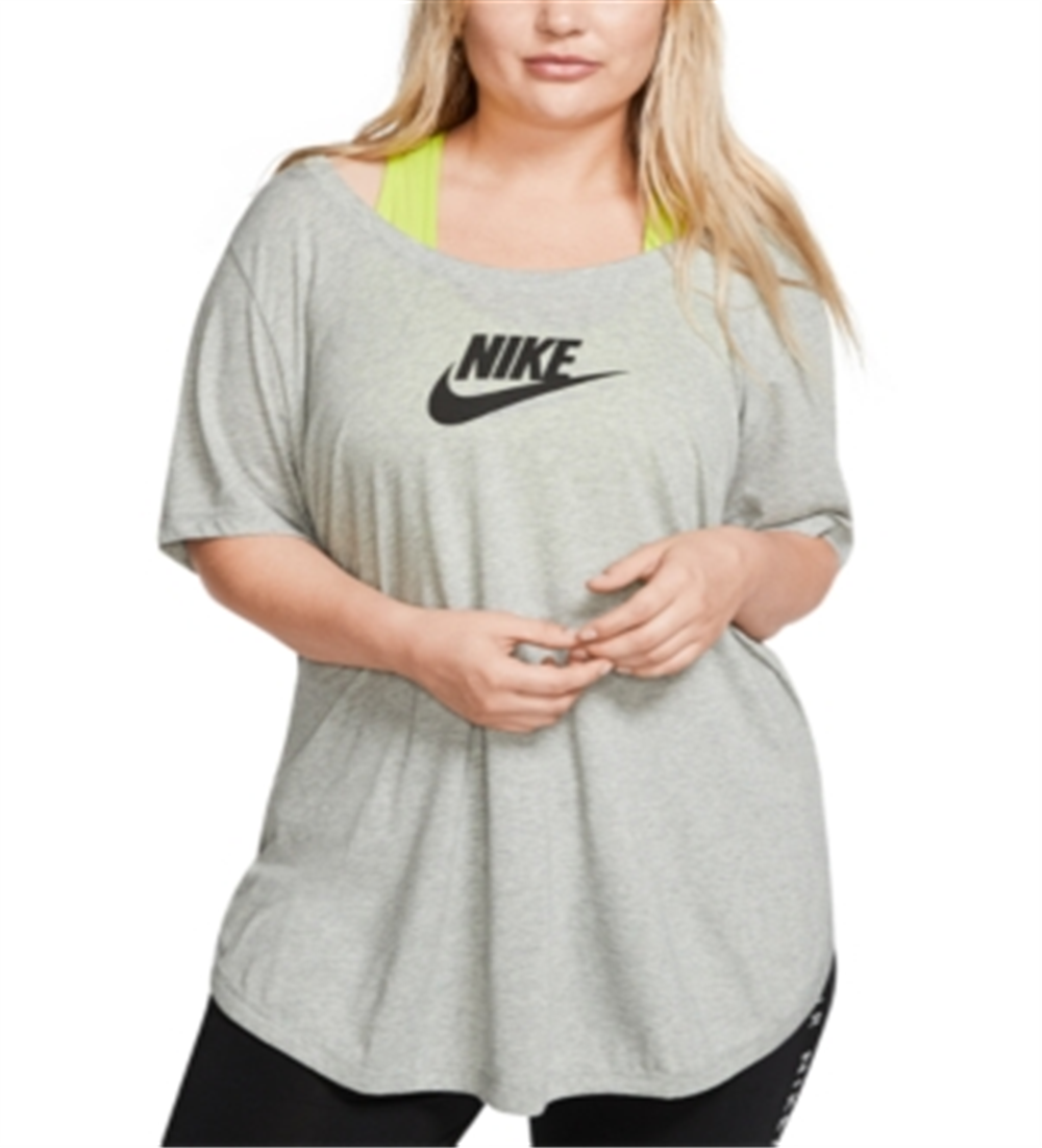 Camiseta Nike Sportswear Essential Tunic de algodão feminina, cinza, tamanho extragrande