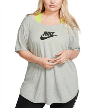 Camiseta Nike Sportswear Essential Tunic de algodão feminina, cinza, tamanho extragrande