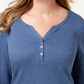 Karen Scott Top Henley de Algodão Feminino Azul Tamanho XX-G