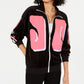 Jaqueta de corrida feminina Juicy Couture Graphic Velour, preta, tamanho médio