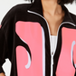 Jaqueta de corrida feminina Juicy Couture Graphic Velour, preta, tamanho médio