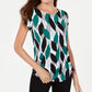 Camiseta feminina Alfani Petite com estampa e bainha redonda, tamanho verde, pequena e pequena