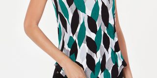 Camiseta feminina Alfani Petite com estampa e bainha redonda, tamanho verde, pequena e pequena