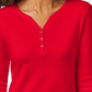 Karen Scott Top Henley de Algodão Feminino Petite Vermelho Brilhante Tamanho Petite