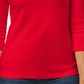 Karen Scott Top Henley de Algodão Feminino Petite Vermelho Brilhante Tamanho Petite