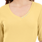 Blusa feminina Karen Scott com decote em V e detalhes em botões, amarela, tamanho pequeno
