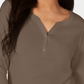 Karen Scott Top Henley de Algodão Feminino Marrom Tamanho X-S