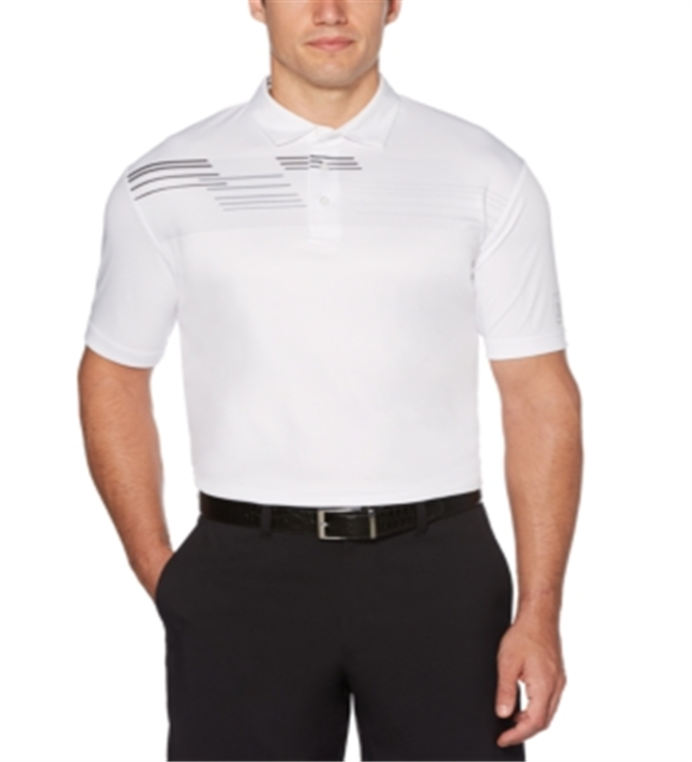 Polo de golfe masculino estampado PGA Tour, branco, tamanho XX-G