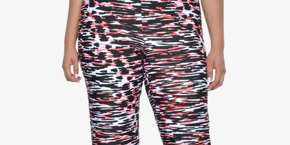 Calça feminina com cós elástico estampado plus size NY Collection, rosa, tamanho 2X