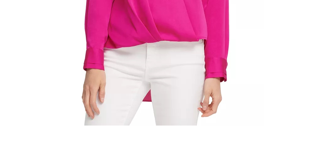 Blusa DKNY Surplice Feminina Rosa Tamanho Grande