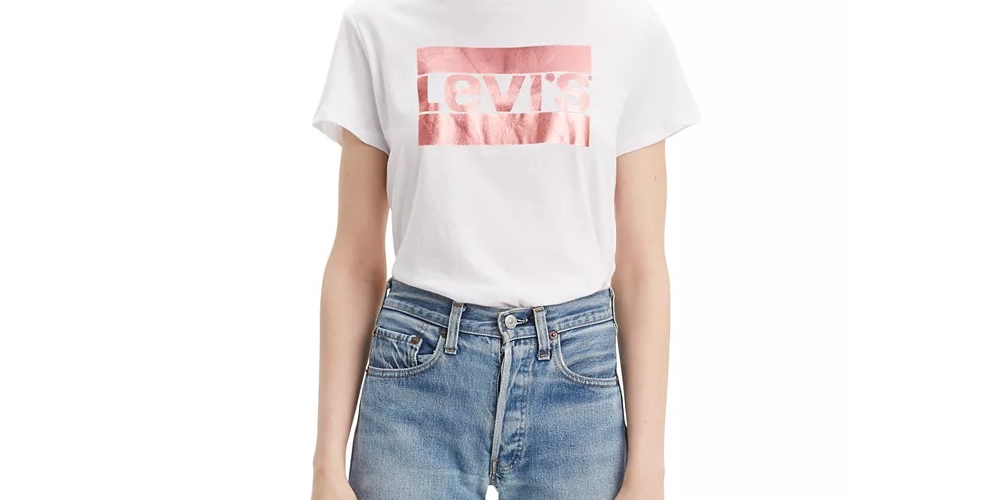 Camiseta Levi's Feminina com Logotipo Rose Gold, Branca, Tamanho Médio