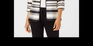 Jaqueta feminina Kasper Petite Shadow-Stripe, cor carvão, tamanho 8 Petite