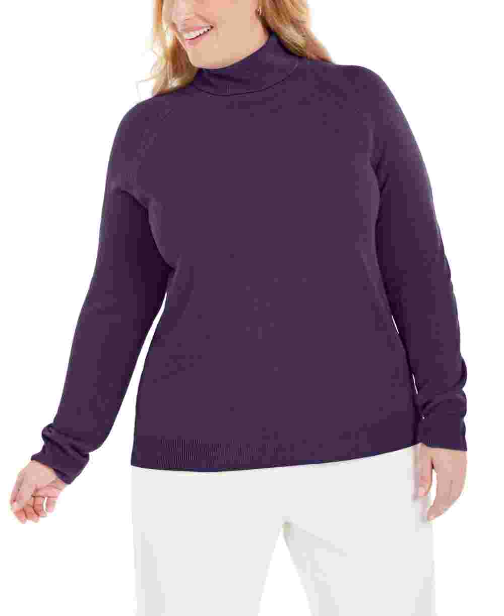 Karen Scott Suéter Feminino Plus Gola Alta LuX-Smalloft Roxo Tamanho 0X