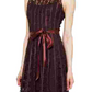 Vestido de renda evasê sem mangas com cinto e cinto SL Fashions feminino, tamanho 6, marrom