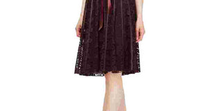 Vestido de renda evasê sem mangas com cinto e cinto SL Fashions feminino, tamanho 6, marrom