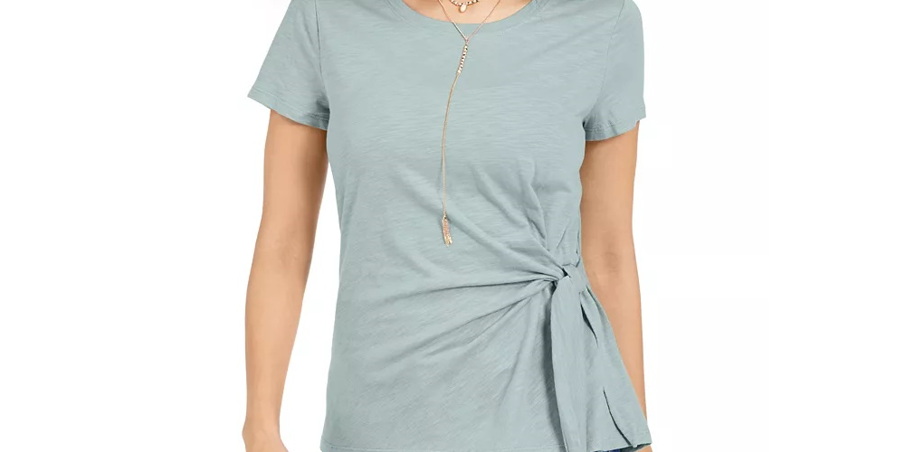 Top feminino com amarração lateral Style &amp; Co, azul, tamanho extragrande