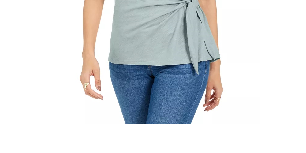 Top feminino com amarração lateral Style &amp; Co, azul, tamanho extragrande