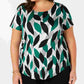 Blusa estampada feminina Alfani S Plus, preta/azul, tamanho 0X