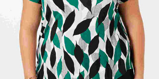 Blusa estampada feminina Alfani S Plus, preta/azul, tamanho 0X