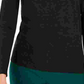 Blusa feminina Bar III Space Dye de manga comprida e gola alta, preta, tamanho médio