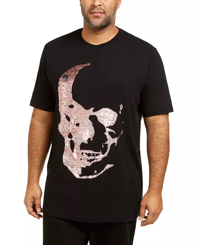 INC International Concepts Camiseta Masculina Estampada Manga Longa Oversized Tamanho 2XB Preta