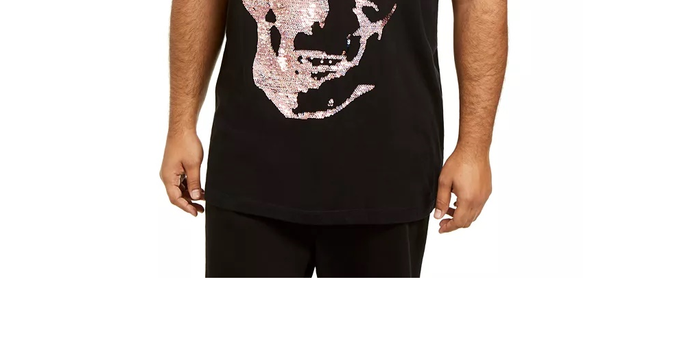 INC International Concepts Camiseta Masculina Estampada Manga Longa Oversized Tamanho 2XB Preta