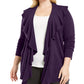 Karen Scott Suéter feminino plus size com decote babado e manga comprida, roxo, tamanho 2X