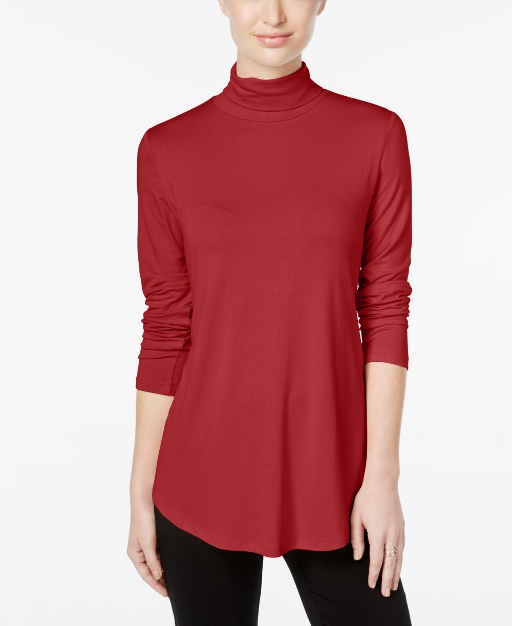 JM Collection Top feminino de gola alta vermelho tamanho XX-G