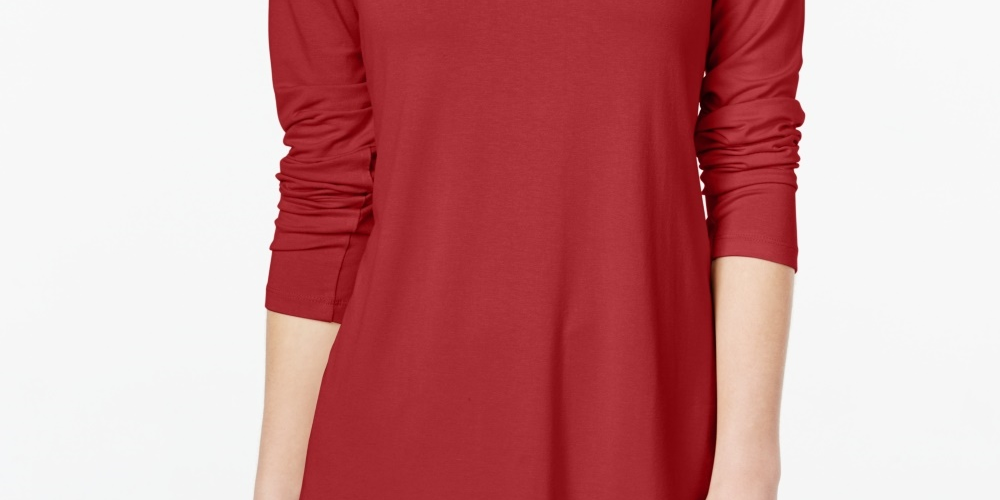 JM Collection Top feminino de gola alta vermelho tamanho XX-G