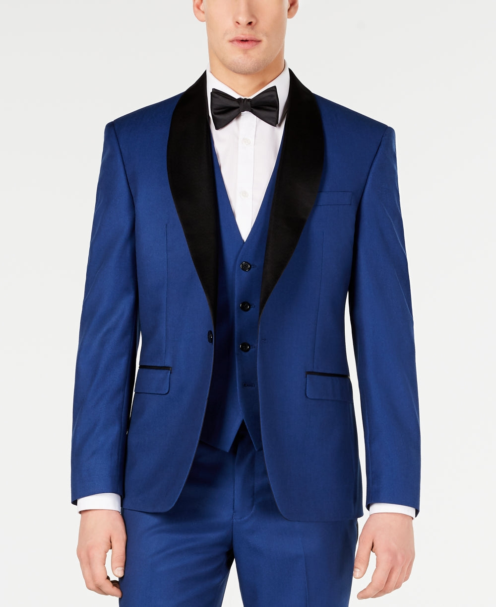 Ryan Seacrest Distinction Paletó Masculino Azul Color Block Tamanho 44