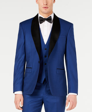 Ryan Seacrest Distinction Paletó Masculino Azul Color Block Tamanho 44