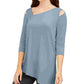 Blusa assimétrica com ombros descobertos Alfani feminina, azul, tamanho grande
