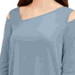 Blusa assimétrica com ombros descobertos Alfani feminina, azul, tamanho grande
