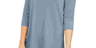 Blusa assimétrica com ombros descobertos Alfani feminina, azul, tamanho grande