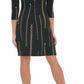 Vestido feminino Tommy Hilfiger com estampa de corrente evasê, preto, tamanho 6, pequeno