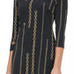 Vestido feminino Tommy Hilfiger com estampa de corrente evasê, preto, tamanho 6, pequeno