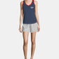 Camiseta regata Champion Heritage Cotton com decote em V, azul, tamanho médio, feminina