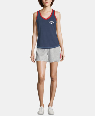 Camiseta regata Champion Heritage Cotton com decote em V, azul, tamanho médio, feminina