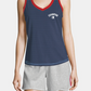 Camiseta regata Champion Heritage Cotton com decote em V, azul, tamanho médio, feminina
