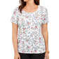Camiseta feminina Karen Scott com estampa floral, branca, tamanho pequeno