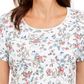 Camiseta feminina Karen Scott com estampa floral, branca, tamanho pequeno